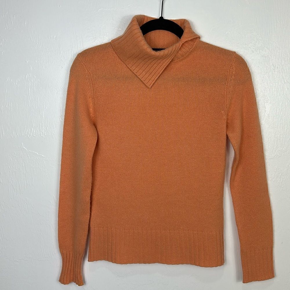 Charter Club Cashmere Orange Split Turtleneck Sweater Size S